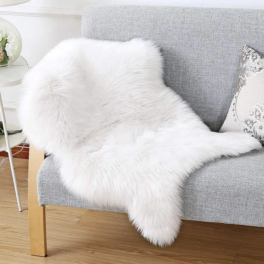 2020 New Pure White Sheepskin Plush Fur Rugs Faux Fur Carpet