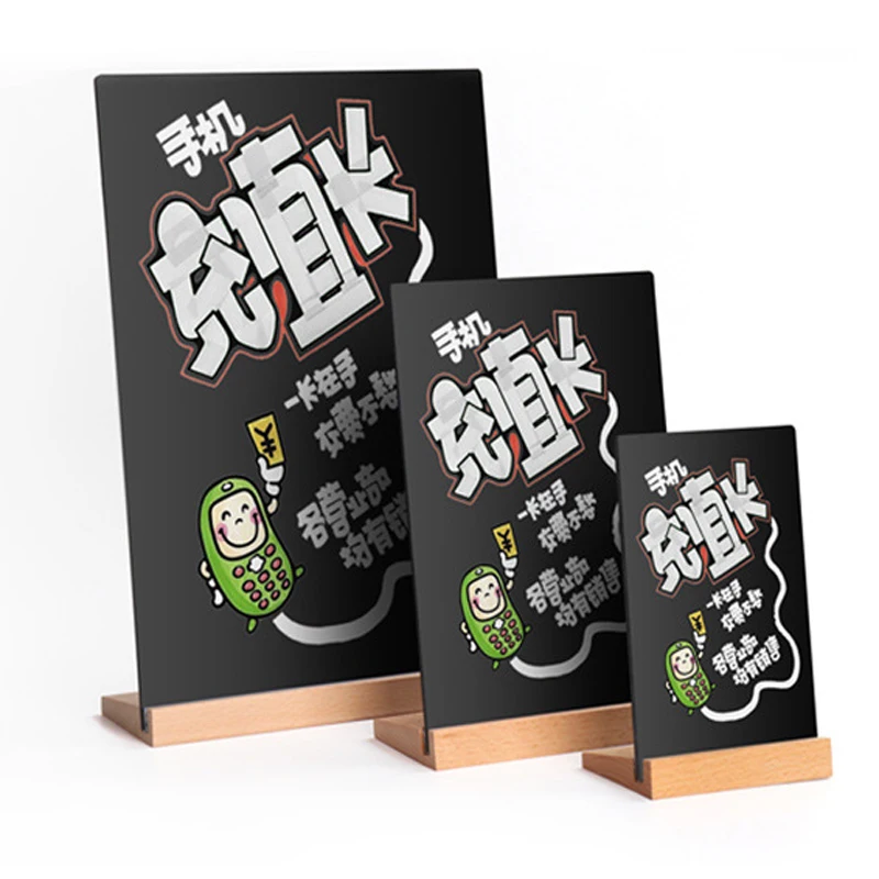 DIY Handwriting acrylic menu sign board, A4 A5 A6 T L Shaped Tabletop black Acrylic menu poster Sign Holder display board