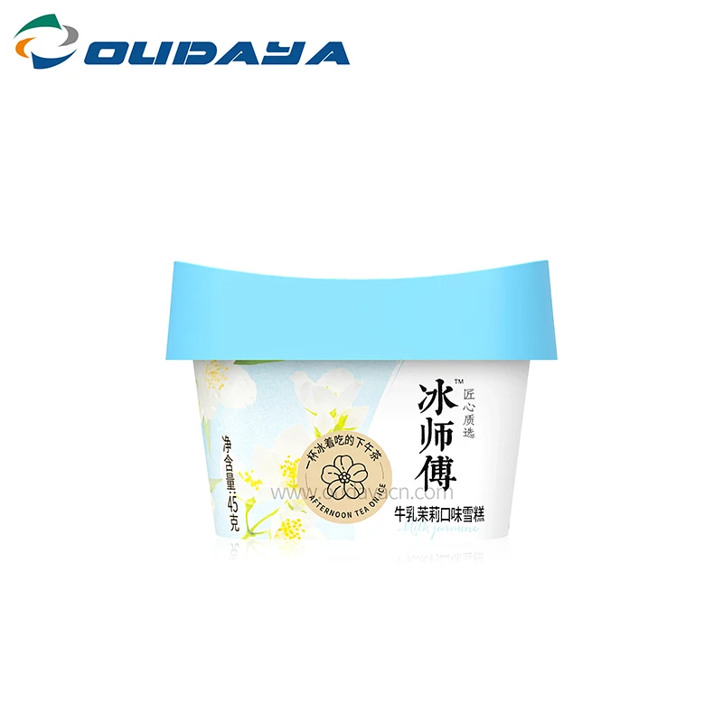 disposable plastic cup with lid spoon square 4oz pudding jelly cup ice cream cup