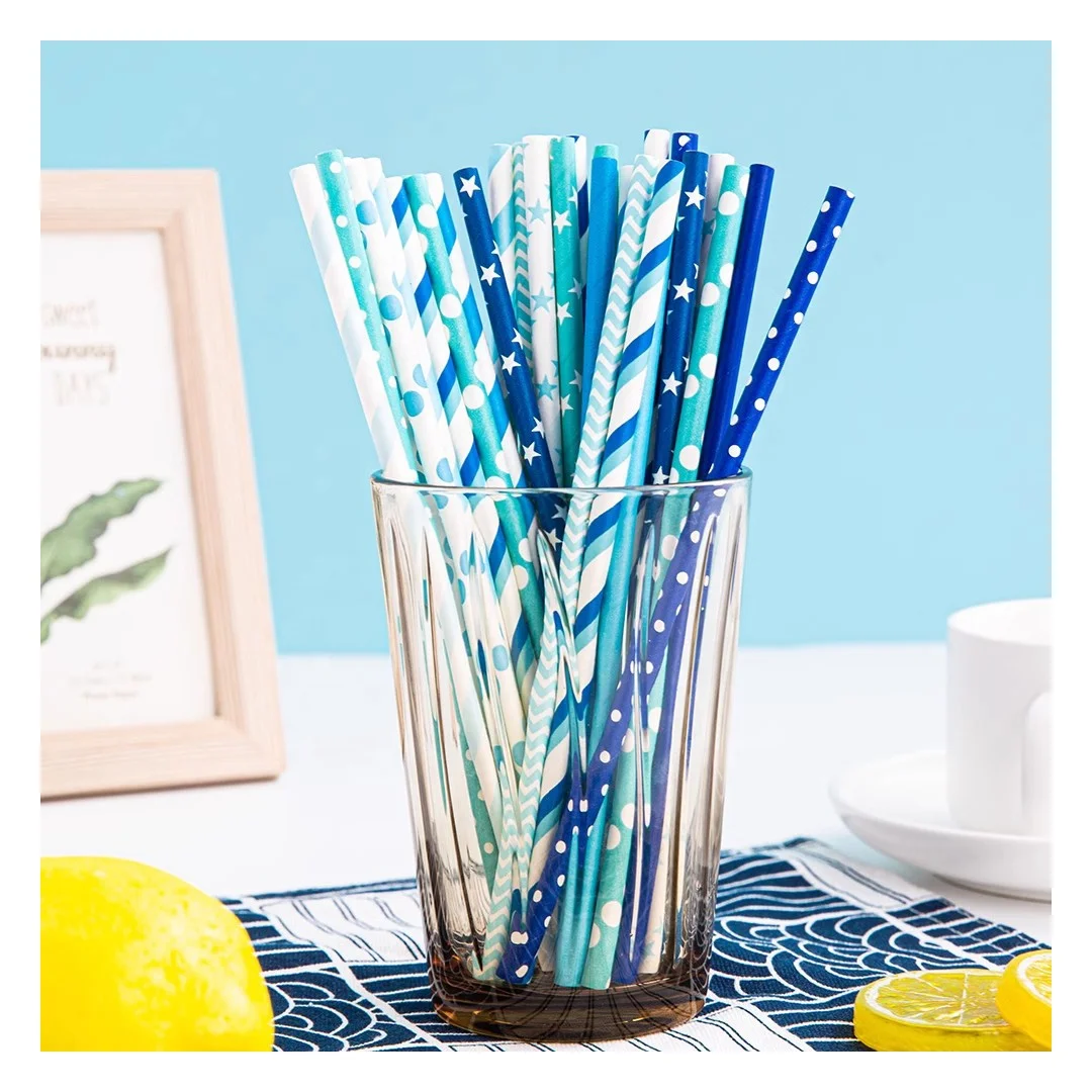 Biodegradable 6mm Kraft Paper Straws With Logo For Bubble Tea Beverage Drinking Smoothie Straw