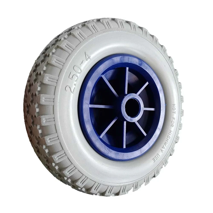 8 Inch 2.50-4 PU Polyurethane Foam Puncture Proof Flat Free Tire Wheel For Steel Garden Utility Wagon Trailer Trolley Cart