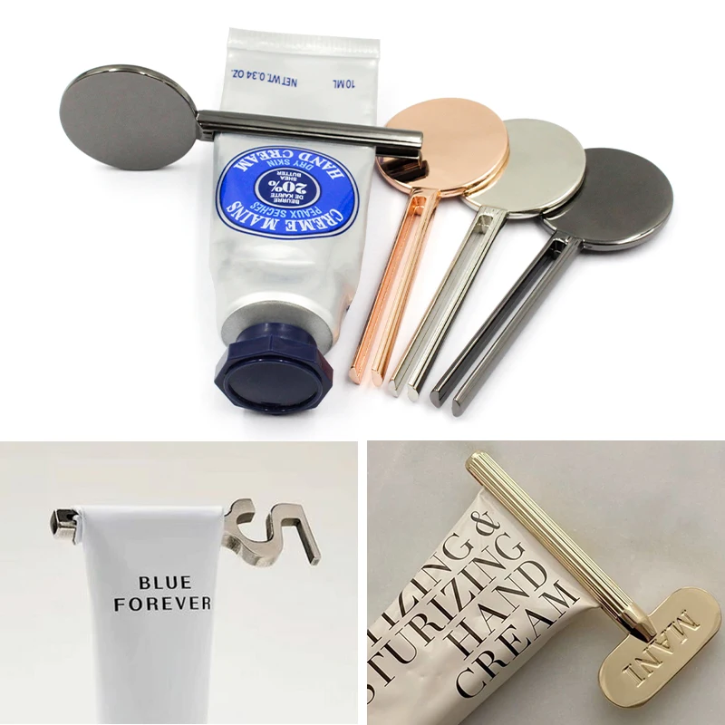 Factory Price New Arrived Rectangle and Round Shape Zinc Alloy Custom Laser Logo Metal Toothpaste Squeezer Dispenser