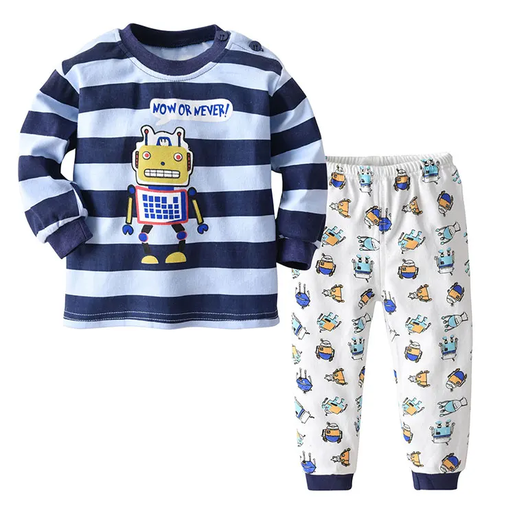 Wholesale 100% Cotton Long Sleeve Baby Children's Pajama Set Autumn Children's Sleepwear