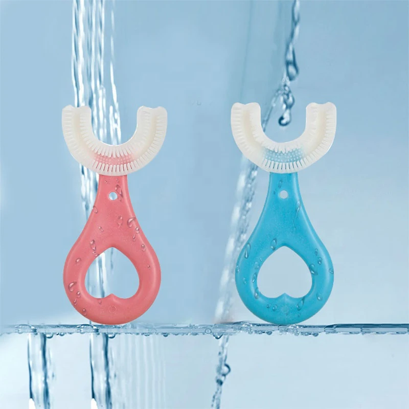 Amazon Hot Selling 360 Oral Kids Toothbrushes All Rounded Children U Shape Toothbrush