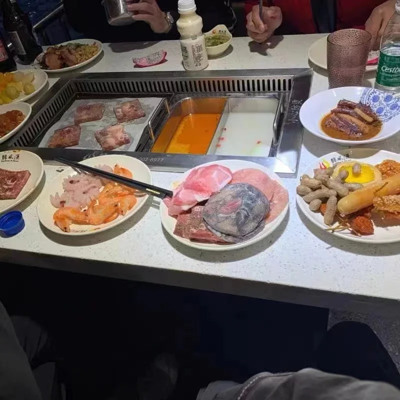 Korean bbq grill hot pot integrated square electric grill mandarin duck hot pot grill