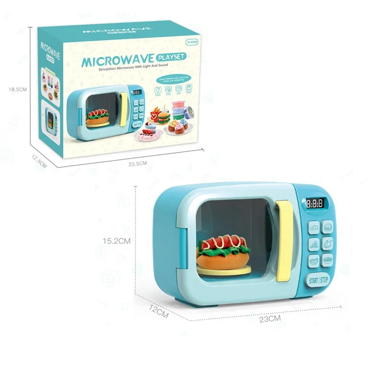 ITTL Role Play Food diy Mini Toys Cooking Game Cute Small House Appliances Plastic Microwave Oven Kitchen Set Toy