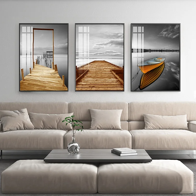 wall decorations for home crystal porcelain painting art glass seascape painting