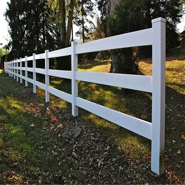 Showtech cheap black vinyl 3 rail pvc horse fence