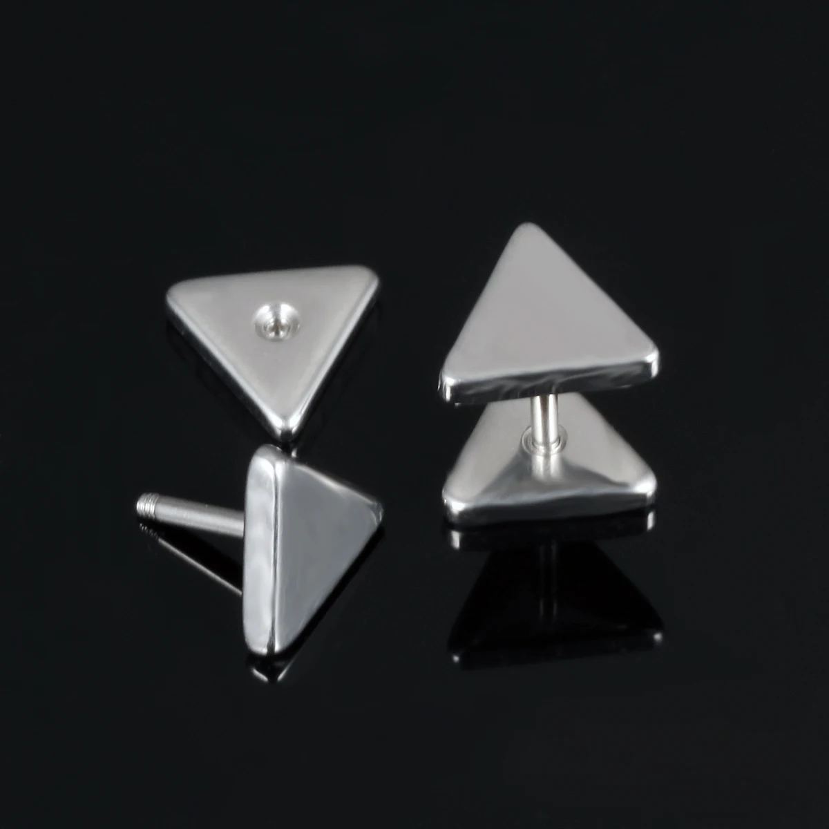 DK Trendy Stainless Steel Geometric Shape Stud Earring Personalized Double-sided Jewelry Unisex Triangle Shape Earrings