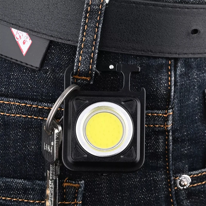 cheap Mini Keychain Rechargeable Magnetic Cob Small Aluminum Flashlight with Folding Bracket Bottle Opener Flashlight