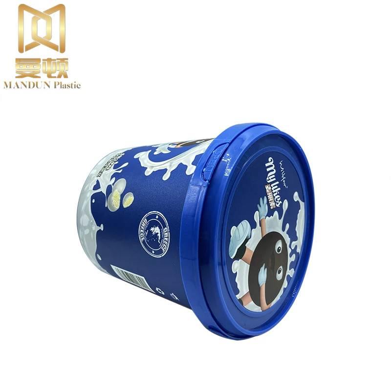 Food Grade Custom logo IML Printing 1200ml PP Plastic Food Bucket Container with Handle