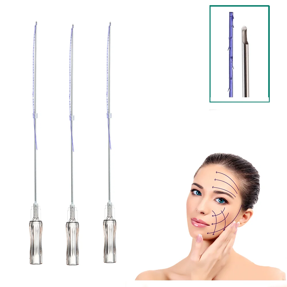 2021 Disposable Suture 19g 60mm Face Lifting Pdo Thread Cog 4d With L Needle