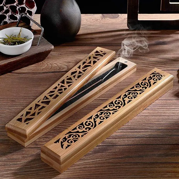 Wholesale custom wooden aroma stick holder incense box burner incense gift box