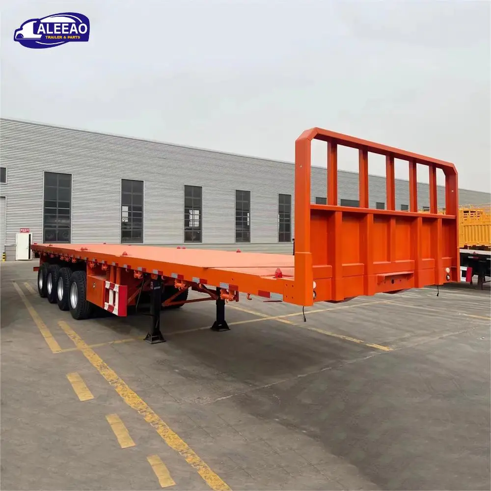 ALEEAO Liangshan Flatbed Truck Semi Trailer 40ft  4 Axles 80 Ton 40 ft For Sale With Twist lock container flatbed transport