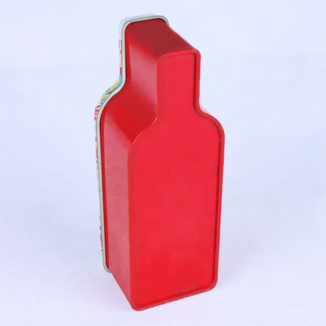 Подарочная жестяная коробка в форме винной бутылки с логотипом на заказ для печенья и конфет