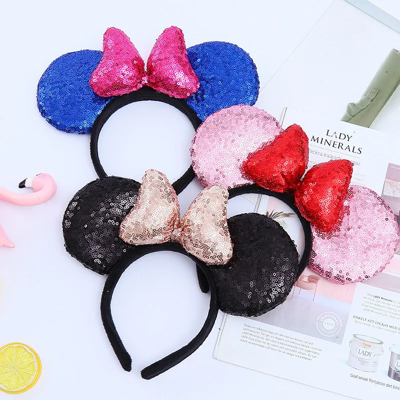 Happy Birthday Party Headpiece Cartoon Mouse Big Wave Point Ear Hair Band Bow Mickey Headband