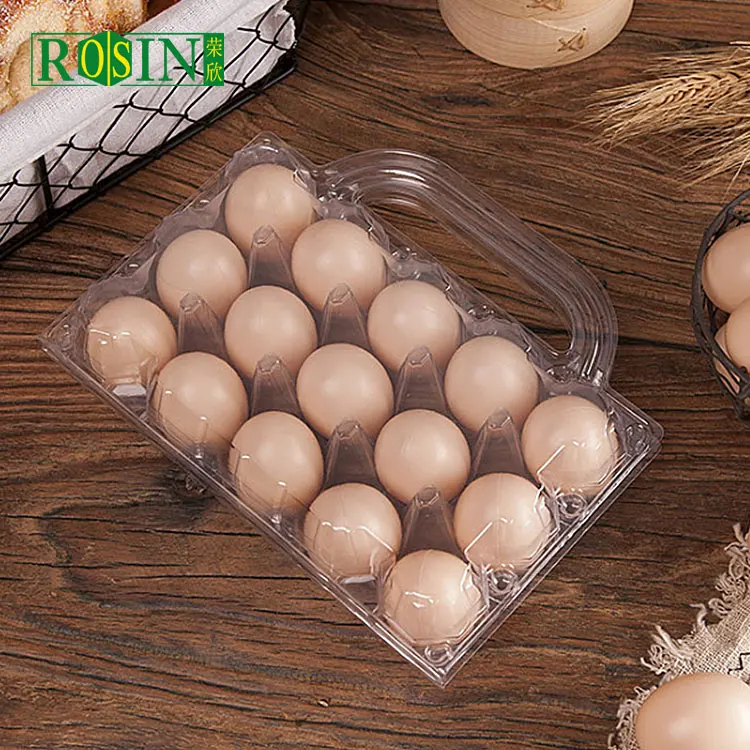 wholesale 15 18 30 cell disposable clear plastic chicken egg tray with lid clamshell quail egg tray packaging with handle