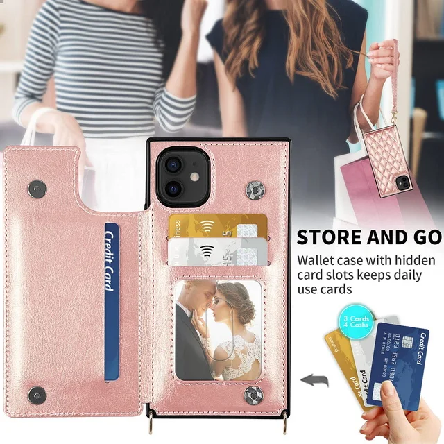 Genuine Leather Phone Case Crossbody Shoulder Mobile Phone Cover Card Holder Coin For Iphone 13/12