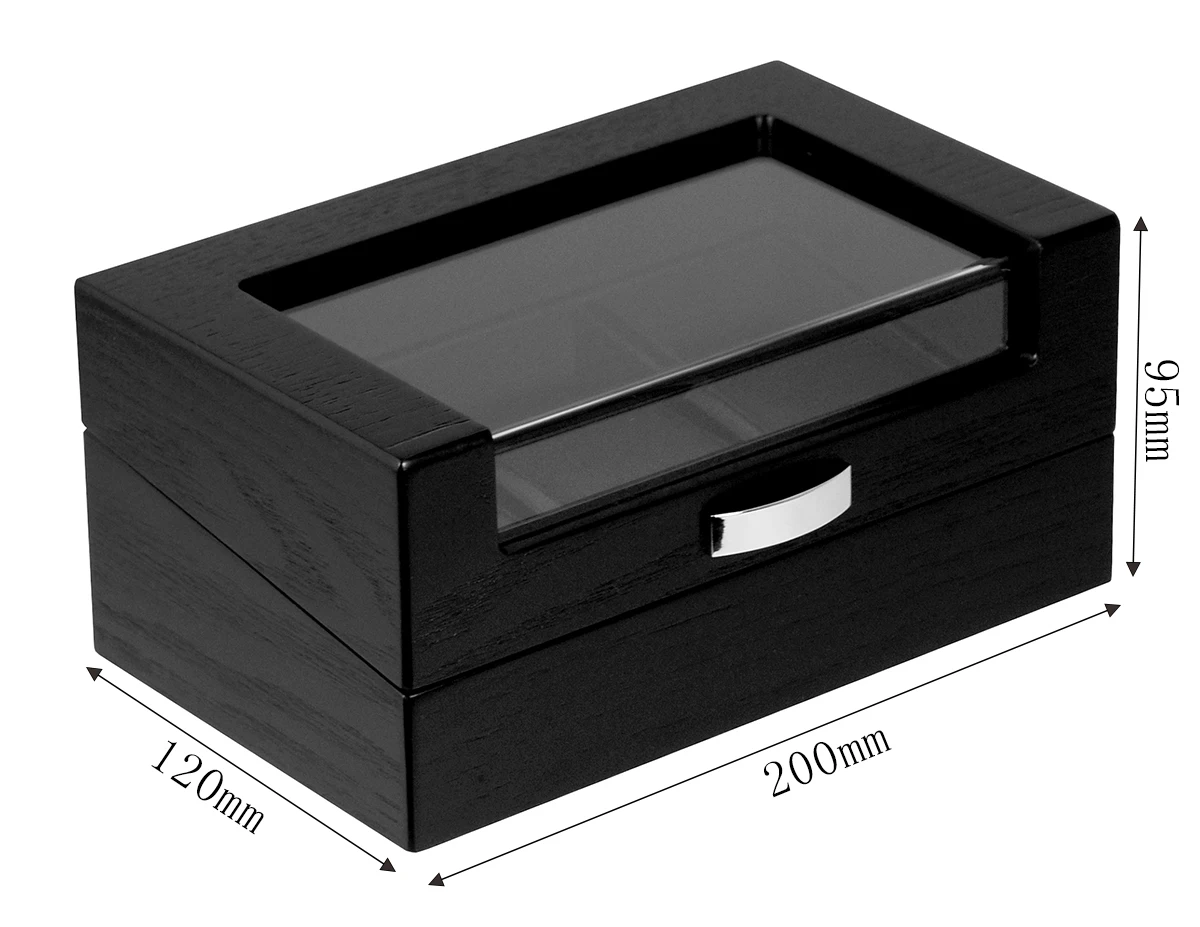 Sonny Luxury  Wholesale Watch Box 3 Slots Black Wooden Watch Box  With Acrylic Window