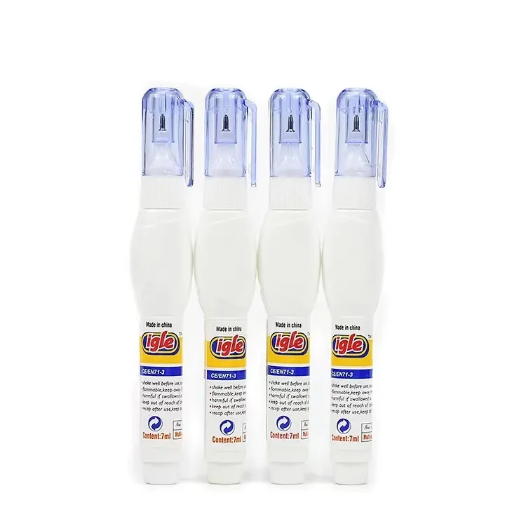 school office stationery Wholesale Metal Head High Quality Correction Fluid Fast Drying Safe Non-toxic White Correction Pen