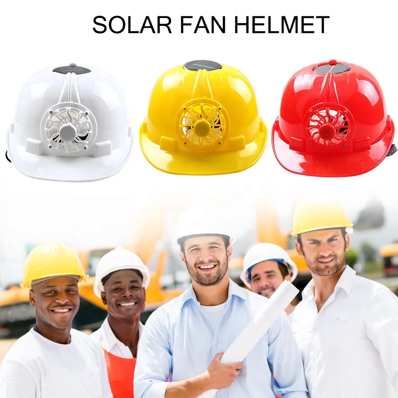 Solar Powered Safety Helmet Hard Ventilate Hat Cap with Cooling Cool