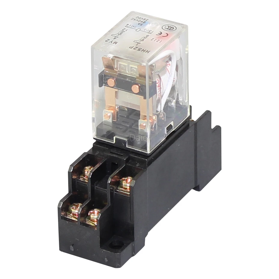 Electromagnetic 6V-250V HH52P(MY2) 12V 24V MY2N Intermediate Relay 8 Pin 2NO2NC Double Poles with Led Lamp