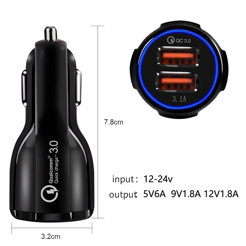  Быстрая зарядка QC 3 0 автомобильное зарядное устройство для iphone и Samsung Usb