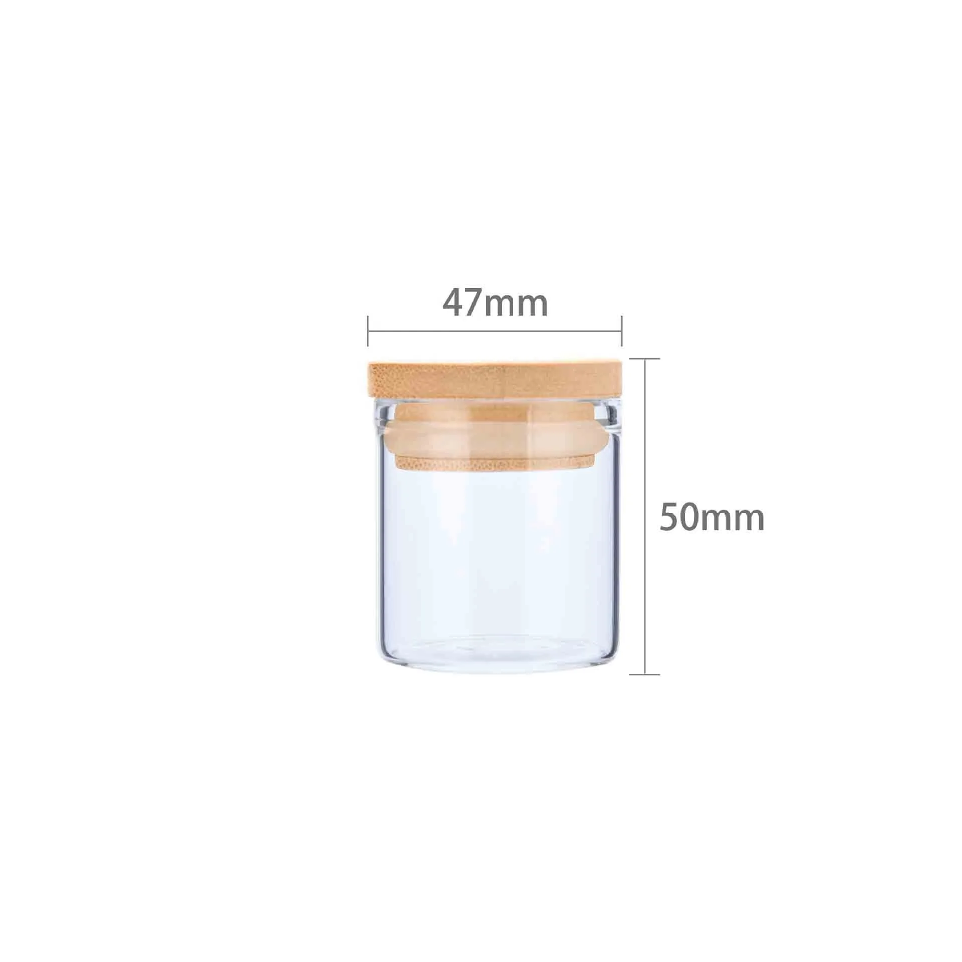 
Jar 2020 Pressitin Can Plastic Srocked Sealed Borosilicate Glass with Bamboo Canned Food Lid High Quality 47mm*60mm Cylinder Oem 