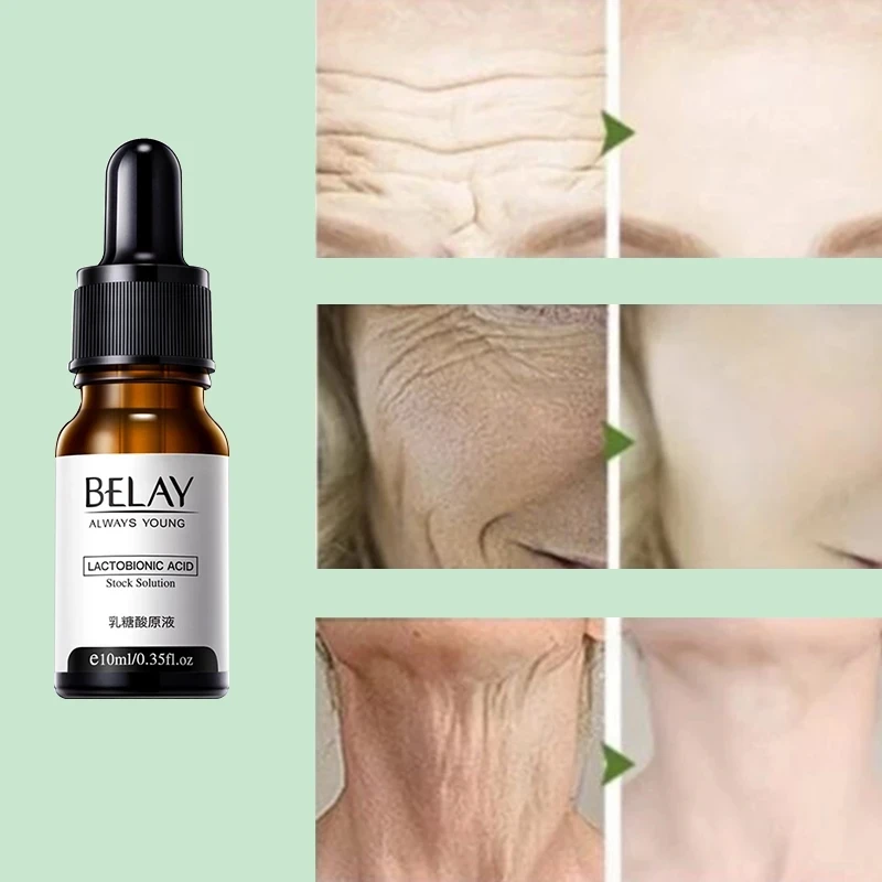 10ml Lactobionic Acid Shrink Pores Serum Pore Instant Perfection Moisturizing Whitening Anti-aging Oil Control Facial Serum