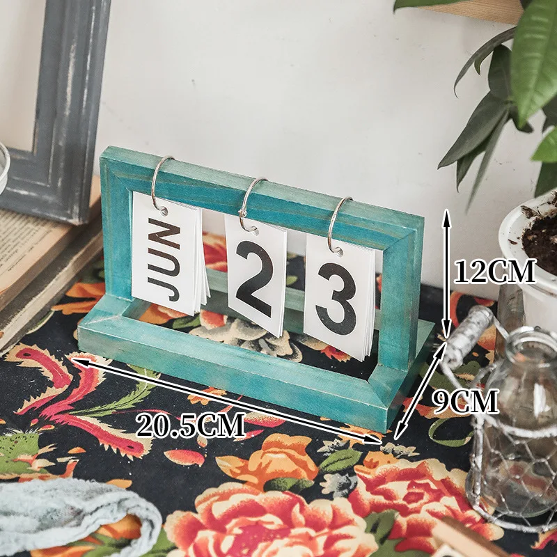 Custom Living Room Decorations Luxury Vintage Desktop Wooden Calendar Stand Home Accessories Office Room Decor