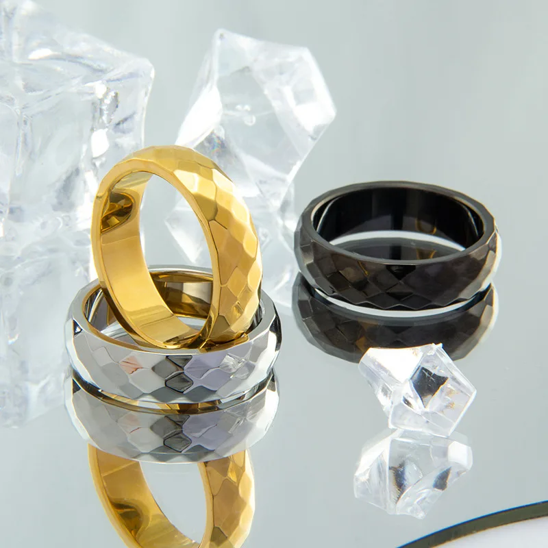 New Designs 6mm Couple Ring Multi-Faceted Stainless Steel Fashion Jewelry Couple Rings Popular Fidget Rings