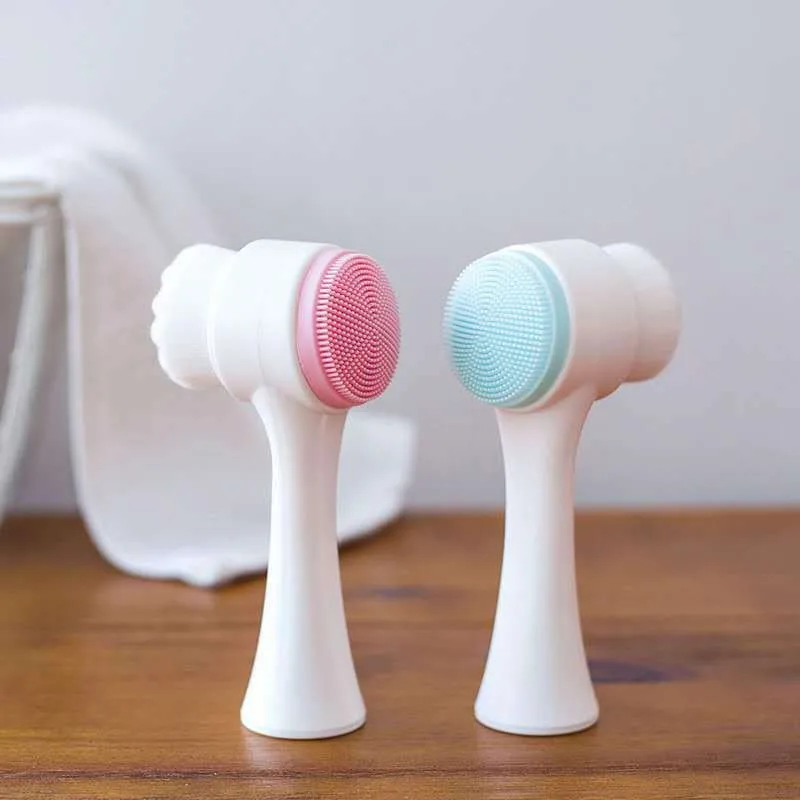 Double-Sided Facial Cleanser Blackhead Removal Product Pore Silicone Face Cleansing Brush Cleaner Exfoliator Face Scrub Brush B1