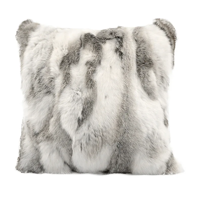 Luxury Rabbit Fur Throw Pillow Covers Long Fur Sofa Pillow Case Home Decorative Cushion Cover Faux Fur Pillow For Living Room