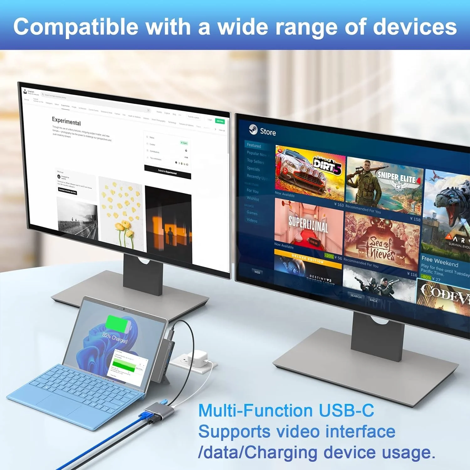 8 in 2 USB C Hub Docking Station with 4K HDMI,USB-C Thunderbolt 4 , USB C , 3.5MM ,USB 3.0,TF SD Card for Surface Pro 9 /Pro 8/X