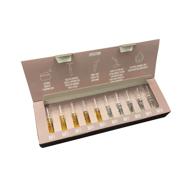 1 ml Ampoule 10 Glass Bottle Secrets Water Light Needle Hydration Ampoule Essence Oil Packaging Gift Box With Cardboard Insert