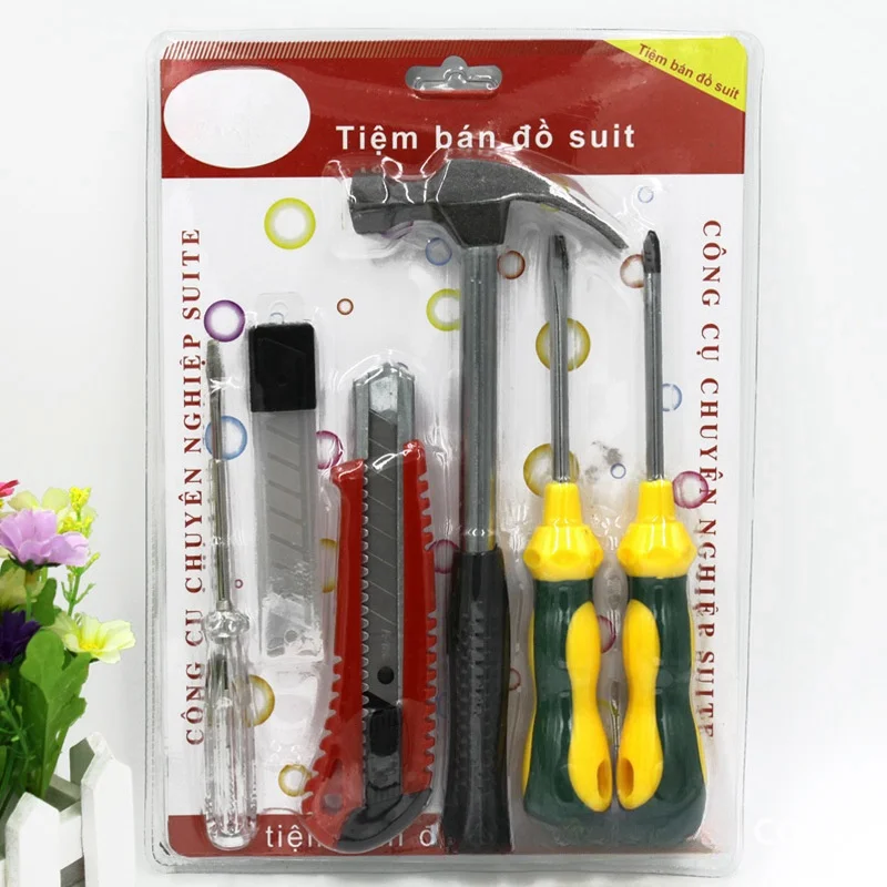 Multi-functional Household assembly Tools Kit Hardware Tools Hammer Screwdriver Art Knife Electric Pen 6 pieces Boutique Set