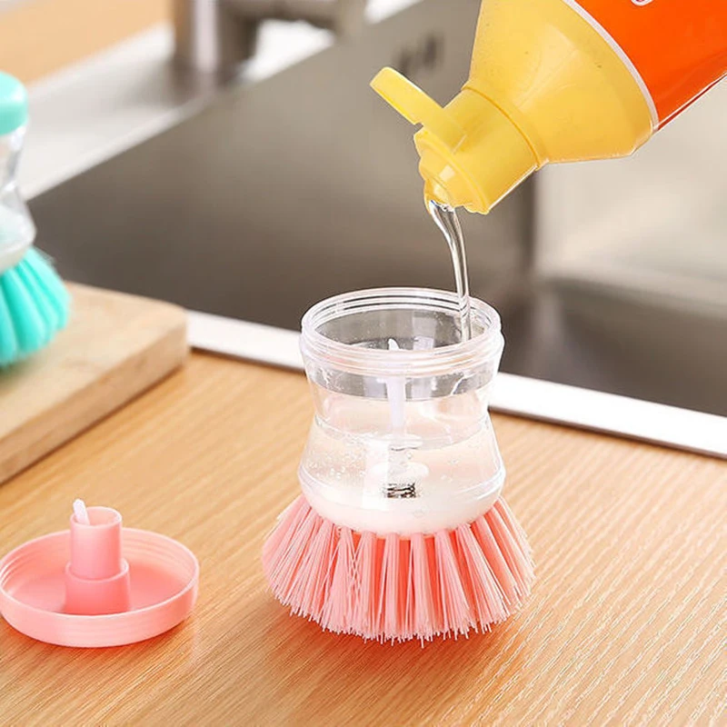 Kitchen Accessories Press Dispensing Liquid Detergent kitchen Cleaning Brush Kitchen Gadget Soap Brush