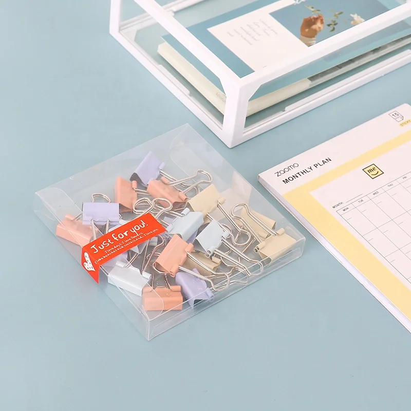 Binder Clips Metal Fold Back Clips with Box for Office School and Home Supplies Assorted Colors