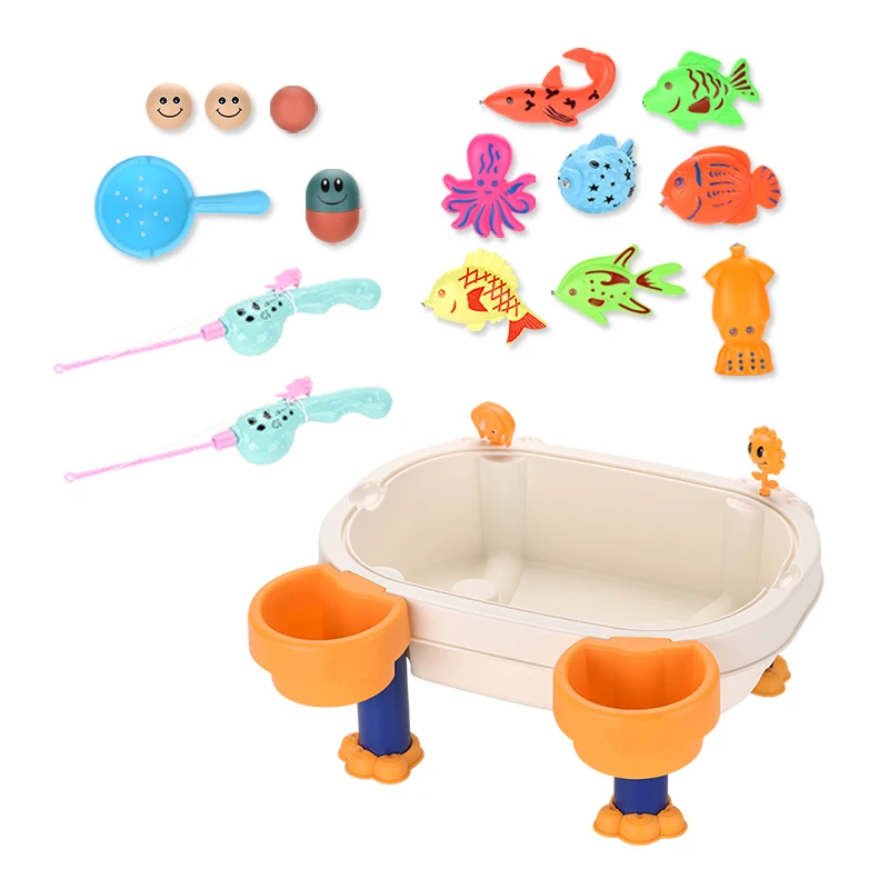 Educational Water Table Bathtub Kid Party Toy With Pole Rod Net Plastic Floating Fish Magnetic Fishing Pool Toys Game For Kids