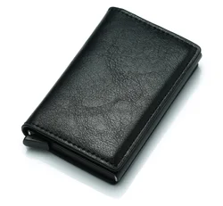 RFID Blocking Aluminum Credit Cards Holder Purse With PU Leather Wallet European Style For Mens Business Gifts