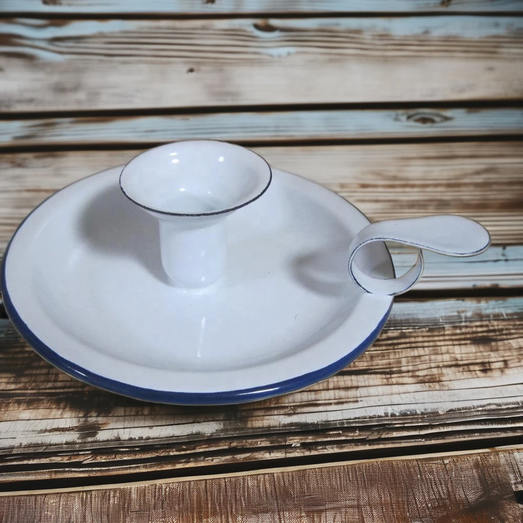 Retro Steel Inside Enamel Candle Holder Metal Candle Holder