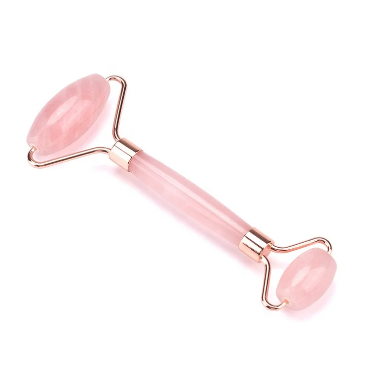 High Quality Handheld Quartz Jade Roller Gua sha Set Mini Quartz Roller Face Massage Rose Quartz Jade Roller