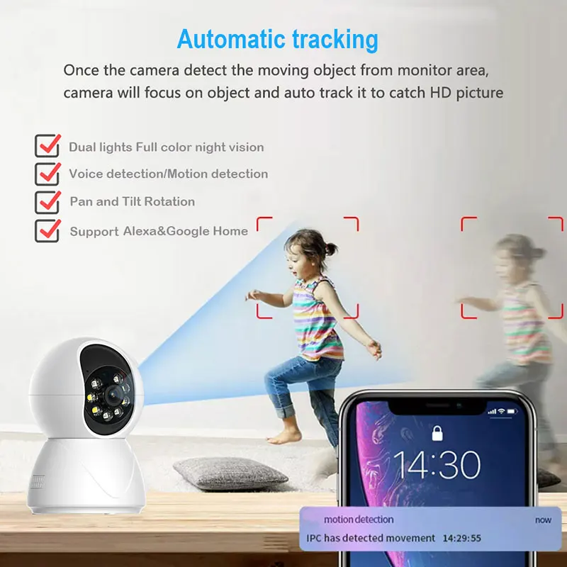 2MP home security wireless IP Baby Monitor with Two-way Talk motion detection wifi pet camera