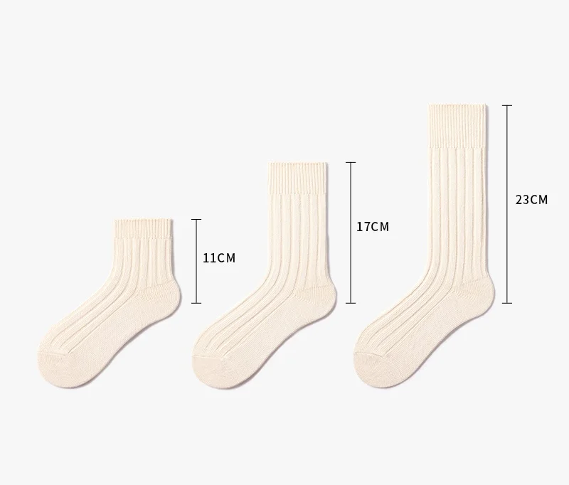 Sweet thick thread socks medium tube socks Spring and autumn wool vintage knitting thickened white stockings Autumn a