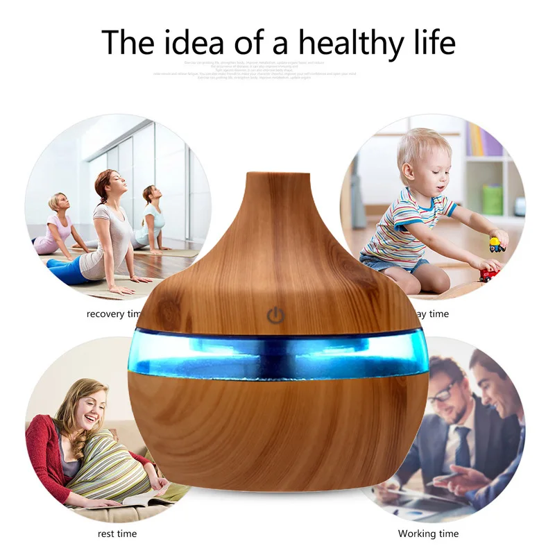 Home Wood Grain Humidifier Colorful Aroma Diffuser USB Portable Humidifier air purifier aroma diffusers