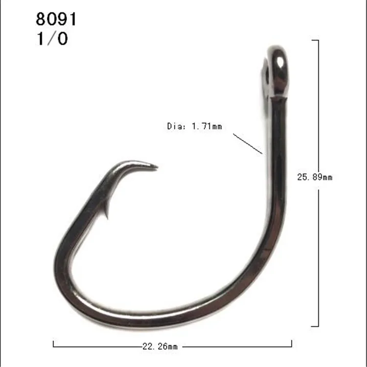 Mutsu black nickel high carbon steel circle fishing hooks