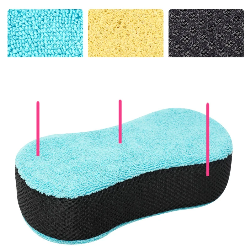 DS1985 Dish Cleaning Sponge Kitchen Microfiber Wax Applicator Foam Car Bug Sponge for Car Washing Pad Microfiber Car Wash Sponge