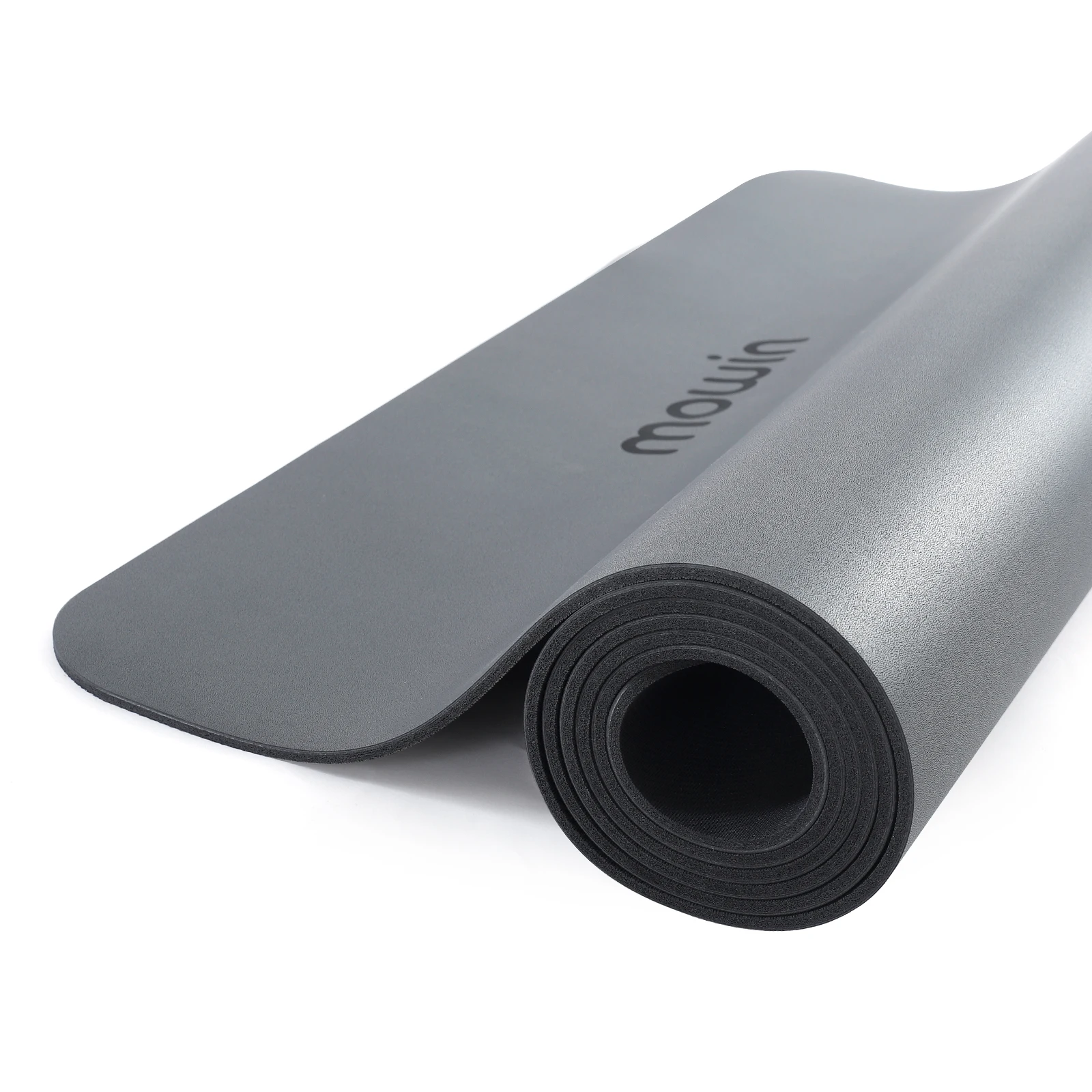 MOWIN easy clean performance Natural PU Rubber Eco Friendly Black Yoga Mat set with bodyline