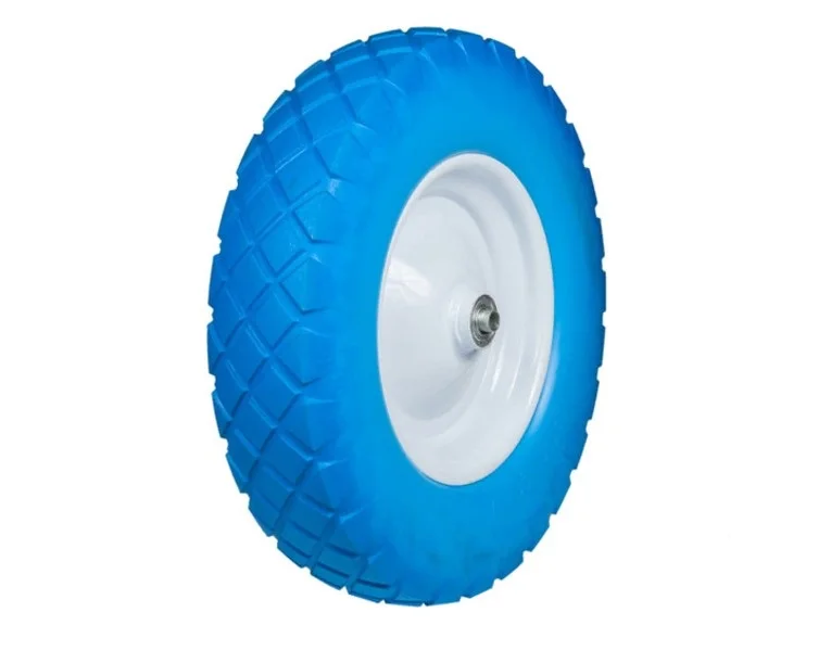 wheelbarrow PU wheel 3.50-8 tires solid rubber polyurethane thru-axle puncture-proof