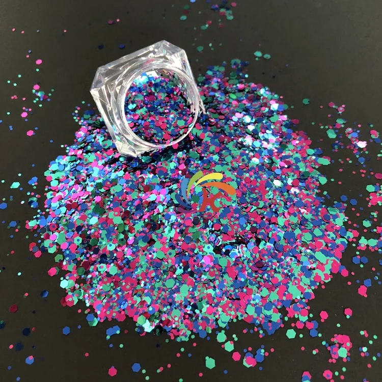 New colors glitter mix metallic chunky polyester glitter